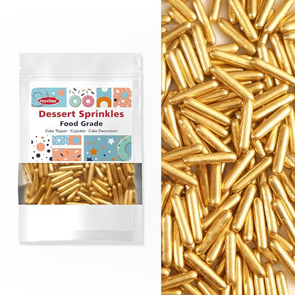 Gold Sprinkles, Metallic Rods Candy, Gold Rods Sugar For Baking, Donuts, Cakes, Cupcakes, Cookies, Wedding Party, Holiday, 150g/5.29oz