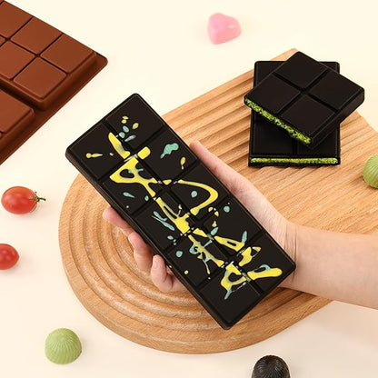 2 Pcs Chocolate Molds Silicone, Deep Chocolate Bar Mold, Non-Stick Food Grade Chocolate Mold for Dubai Chocolate Bar Pistachio, Candy and Chocolate Making - 20 Square Shape