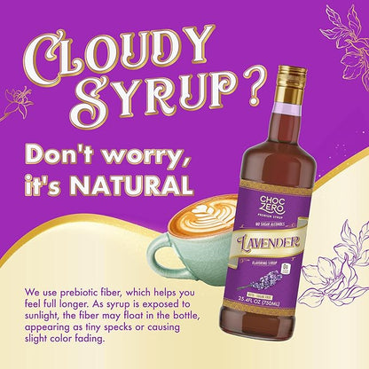 ChocZero Coffee Syrup, Lavender Flavor, Sugar Free Syrup for Drinks, Keto Friendly, 25.4 Fluid Ounces