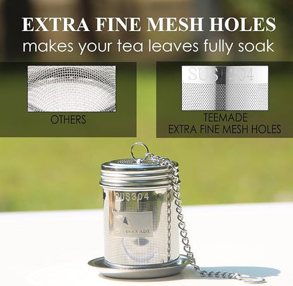 2Packs Tea Filter,Cooking Infuser with Extra Fine Mesh Tea Ball Strainers Threaded Connection 304 Stainless Steel with Extended Chain Hook to Brew Loose Leaf Tea,Spices & Seasonings
