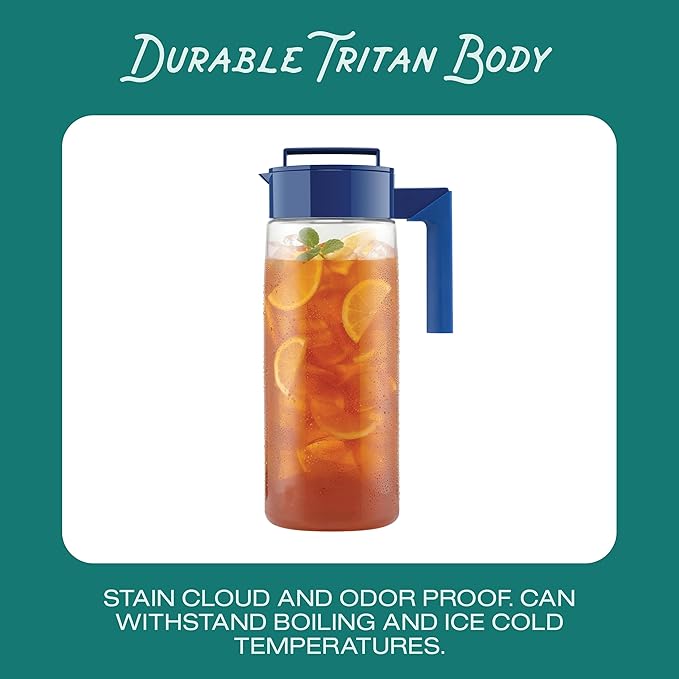 Takeya Patented and Airtight Pitcher Made in the USA, 2 Quart, Blueberry, 10034