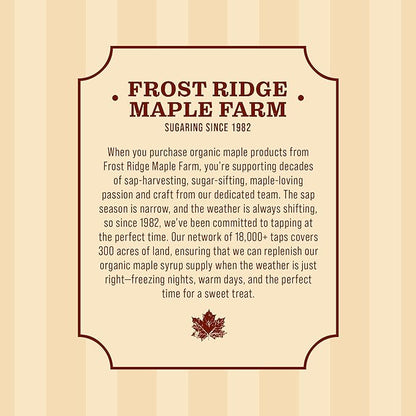 Frost Ridge Maple Farm, Organic Maple Syrup, Grade A, Half Gallon (64 FL Oz), Medium Amber Rich