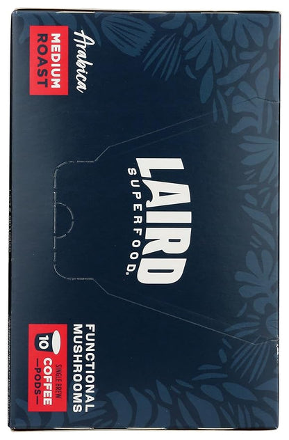 Laird Superfood K-Cups with Functional Mushrooms – Medium Roast, 10ct - Made with Organic Extracts of Chaga Mushrooms, Lion’s Mane, Maitake, and Cordyceps Functional Mushrooms