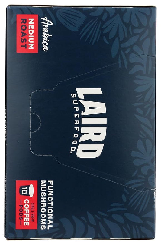 Laird Superfood K-Cups with Functional Mushrooms – Medium Roast, 10ct - Made with Organic Extracts of Chaga Mushrooms, Lion’s Mane, Maitake, and Cordyceps Functional Mushrooms