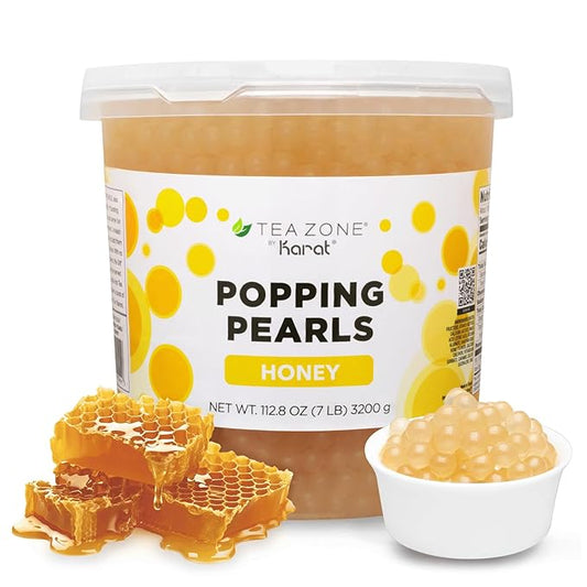Tea Zone [7 Pounds] Honey Popping Pearls for Boba Tea Beverages, Sweets, Ice Cream Topping | B2067
