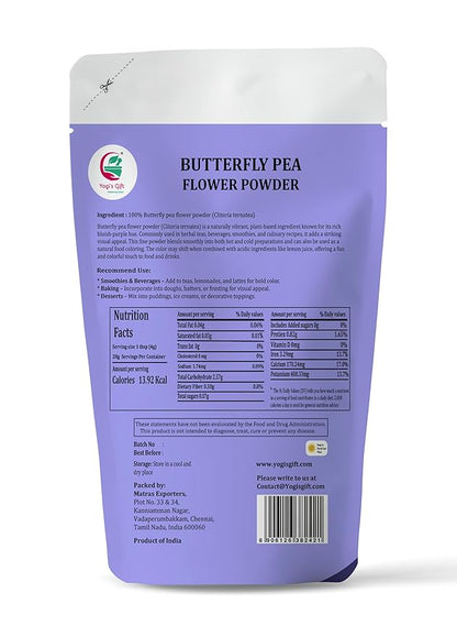 Butterfly Pea Flower Powder 4oz, 100% Pure & Natural Blue Matcha Powder, Premium Quality for Tea, Lattes, Smoothies & Natural Food Coloring - By Yogi’s Gift®