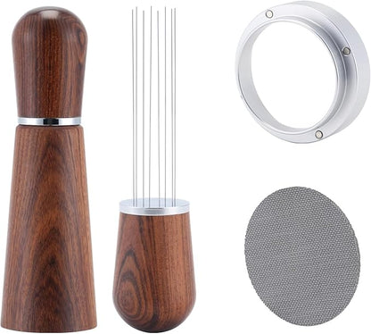 51mm Espresso Accessories Kit,316 Stainless Steel WDT Tool Espresso,Dosing Funnel and Puck Screen Set，Espresso Distribution Tool,Espresso Coffee Stirrer for Barista