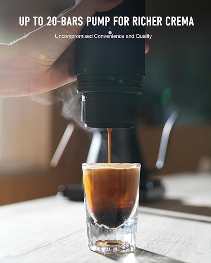 Portable Electric Espresso Machine, Ground Coffee & Capsule, Self-Heating, 20 Bar 12V Mini Car Travel Coffee Maker with 9000mAh Battery-Ideal for Camping, RV, Hiking, Office