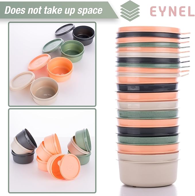 Set of 12 Small Round 9 oz Deli Containers with Lids, Airtight Leakproof Reusable Food Storage, Plastic To Go Bento Box, Mini Lunch Box, Snack Storage Bowl, for Kitchen, Picnic (12)