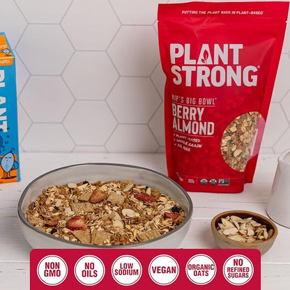 Rip's Big Bowl - PLANTSTRONG Berry Almond Cereal (6-Pack) Non-GMO Whole-Grain Plant-Based Oil Free Pack of 6 x 14oz Bags