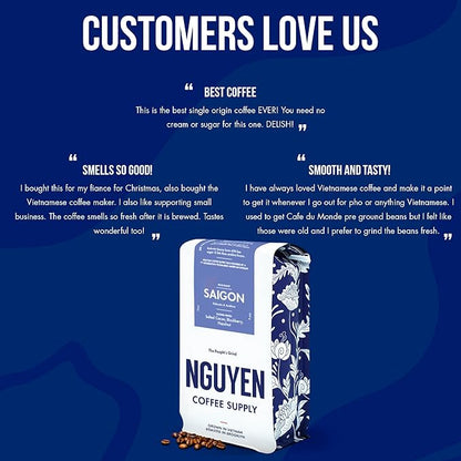 Nguyen Coffee Supply - Saigon Robusta & Arabica Blend: Dark Roast Premium Whole Coffee Beans, Vietnamese Single Origin, Direct Trade, Low Acid, High Caffeine, Roasted in Brooklyn [5 lb Bag]