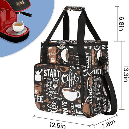 coffee cup coffee beans Coffee Maker Carring Bag Travel Carrying Storage Tote Bag Compatible with Keurig K-Mini or K-Mini Plus Portable Single Serve Coffees Brewer Case with Pockets for K-cup Pods