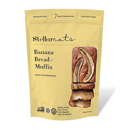 Stellar Eats Grain-Free Banana Bread & Muffin Baking Mix | Gluten-Free, Dairy-Free, Plant-Based, Paleo-Friendly, Naturally Sweet with Coconut Sugar | Almond Flour-Based | Makes 1 Loaf or 12 Muffins