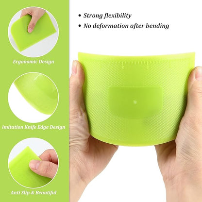 4 Piece Plastic Dough Scraper Bowl Scraper Flexible Multipurpose Food Scraper Plastic Dough Cutter for Bread Cake Dough Fondant Icing (White, Green, Yellow, Red)