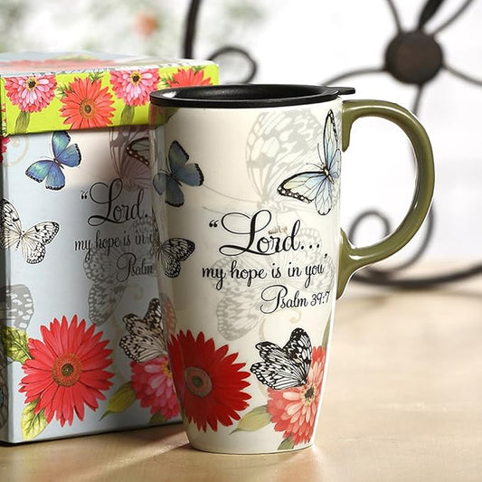 Topadorn 17 OZ. Ceramic Coffee Mug Travel Cup with Handle Sealed Lid and Color Box