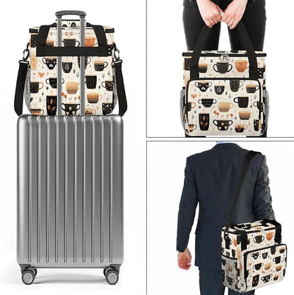Coffee Maker Travel Bag Compatible with Keurig K-Mini or K-Mini Plus, Single Serve Coffee Brewer Carrying Case with Multiple Pockets for K-Cup Pods, Storage Bag With Shoulder Strap(Bag Only)