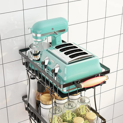 Fruit Vegetable Storage Basket for Kitchen - 4 Tier Slim Stackable Metal Wire Basket Cart with Rolling Wheels Utility Rack Onions Potatoes Organizer Bins for Kitchen Pantry Black
