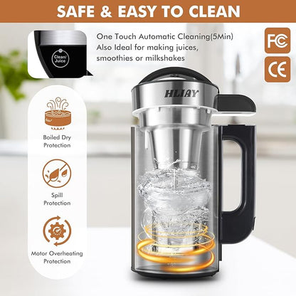 Automatic Nut Milk Maker Machine 50oz(Built-in Strainer), 6-7 Cups Per Batch, 100% Food Grade Stainless Steel 7-IN-1 Multifunctional Almond Milk Maker for Homemade Oat, Coconut, Soy&Plant Based Milks
