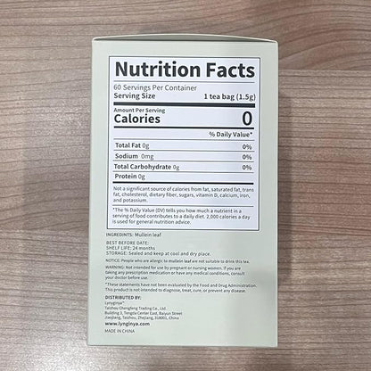 Lynginya Mullein Leaf Tea Bags, 60 Tea Bags (Pack of 2) - Premium Mullein Leaf - Natural Herbal Tea - Earthy & Mild - No Sugar & No Caffeine - Total 120 Bags