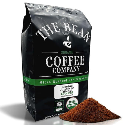 The Bean Organic Coffee Company Central America, Medium Roast, Ground Coffee, 5-Pound Bag,Café molido tostado organico