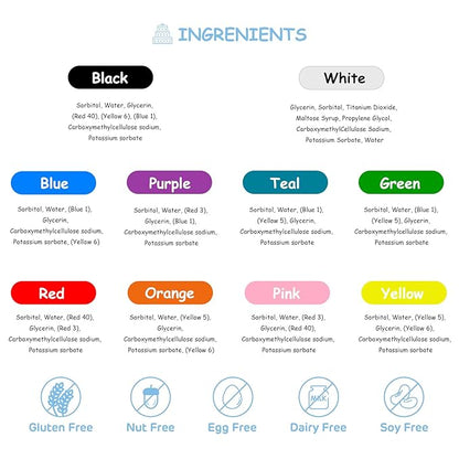 Food Coloring Gel Cake Decorating Set - Jelife 10 Colors Gel Based Edible Food Color Easter Egg Dye Kit Concentrated Neon Icing Colors for Kids Baking Macaron Frosting Fondant Cookie (6ml/Bottles)