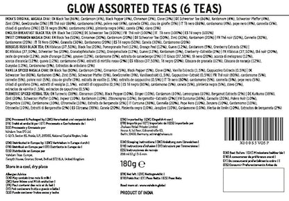 VAHDAM, GLOW - Assorted Christmas Tea Gift Sets (6 Loose Leaf Tea) Tin Caddy Presentation Box | Gluten Free, Non GMO | Holiday Gifts for Everyone