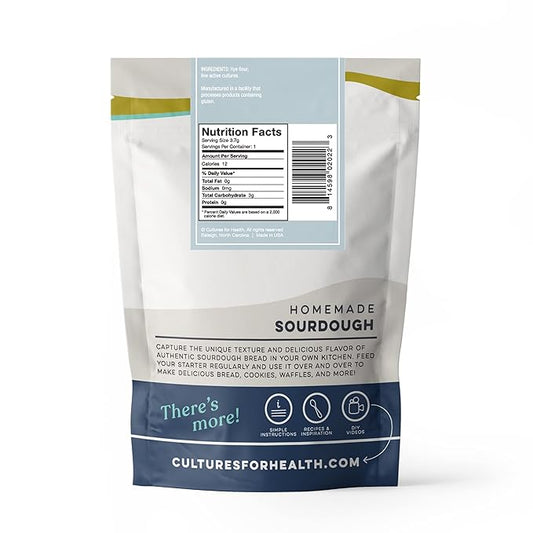 Cultures for Health Rye Sourdough Starter | Heirloom Style Dehydrated Culture for Baking Artisan Bread | DIY English Muffins, Noodles, Waffles, & More | Non-GMO Prebiotic Sourdough Bread