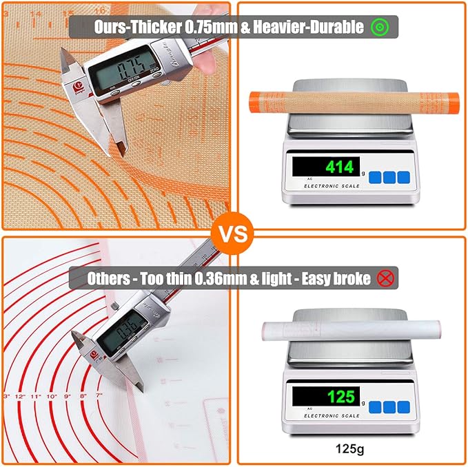 Silicone Pastry Mat 34'' By 26'' Extra Large Baking Mat with Measurements for Dough Rolling, Kneading Board, Kitchen Counter Mats, Perfect for Dough, Pastry, Fondant, Cookies, Bread, Pasta, Pizza