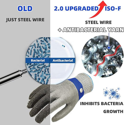 Schwer SlicePro ANSI A9 Cut Resistant Glove PR1707, Food Grade Stainless Steel Wire Metal Gloves, Cutting Gloves for Kitchen, Meat Cutting, Oyster Shucking, Fish Fillet, Non-PFAS (XXL, 1 PCS