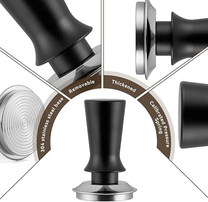 24pcs Espresso Tamper Set, Barista Tools Kit for Coffee Machine, Spring-Loaded 304 Stainless Steel Base 30lbs Coffee Calibrated Tamper Tools for Enjoying cafes Home Office hotels (51mm)