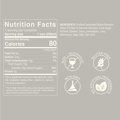 Strongwater Sparkling Nordic Tonic Water - 12 Pack Cans (8.4 Fl Oz Each) - Premium Mixer Made with Quinine, Rocky Mountain Water & Botanicals - Real Cane Sugar, No Artificial Flavors
