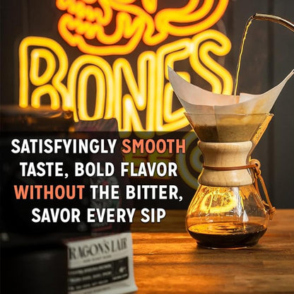 Bones Coffee Company From Dusk Till Donuts Jelly Donuts Flavored Coffee, Medium Roast Low Acid Arabica Beans Compatible with Auto drip and French Press Coffee Maker, 12 Oz Ground