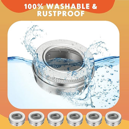Zubebe 50 Pcs Aluminum Tin Jar Refillable Containers Clear Top Screw Lid Round Tin Container Bottle for Cosmetic, Cream, Diamond Painting, Salves, Balms, Lip Balm, Spices or Others, Silver (1 oz)