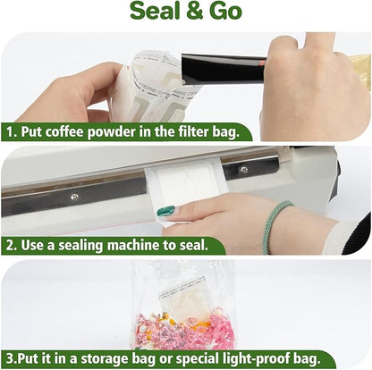 CARGEN 100Pcs Portable Coffee Filter Paper Bag - Hanging Ear Drip Coffee Bags Single Serve Disposable Pour Over Filter Bag for Camping, Backpacking, Travel, Office, Home, Outdoor and on the go