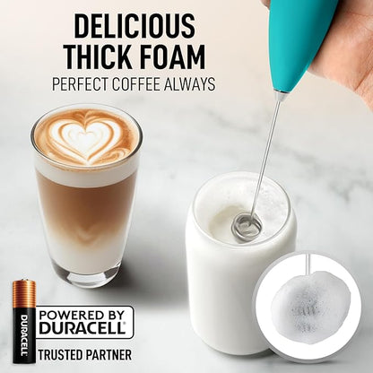 Zulay Kitchen Whisk Milk Frother with 4 Duracell Batteries - Powerful Handheld Foam Maker for Coffee, Lattes, Matcha, Hot Chocolate & Cappuccinos - Whip Creamy Froth in Seconds