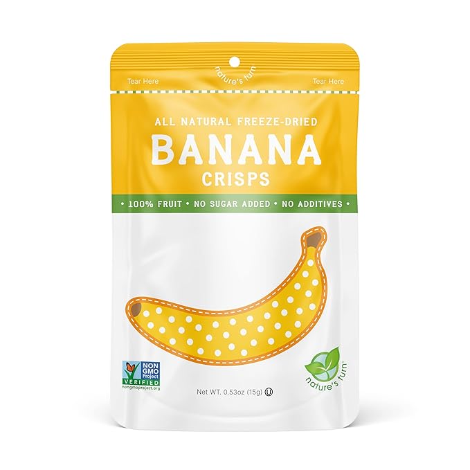 Nature’s Turn Freeze-Dried Banana Crisps – Healthy, Gluten-Free, Crispy & Delicious, Plant-Based Snack, Ideal for Cereal, Smoothies, School Lunches, & On-the-Go, Bags of 12 (0.53 oz Each)