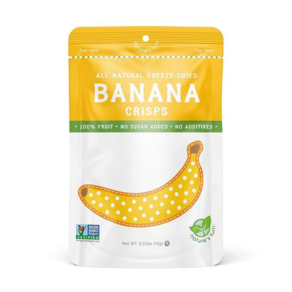 Nature’s Turn Freeze-Dried Banana Crisps – Healthy, Gluten-Free, Crispy & Delicious, Plant-Based Snack, Ideal for Cereal, Smoothies, School Lunches, & On-the-Go, Bags of 6 (0.53 oz Each)