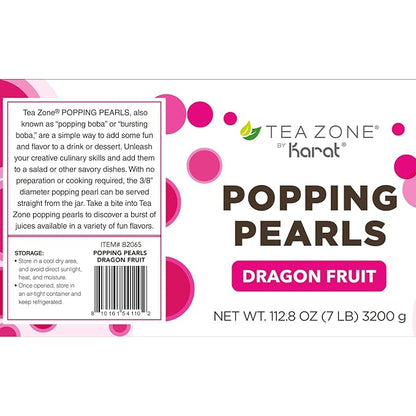 Tea Zone [7 Pounds] Dragon Fruit Popping Pearls for Boba Tea Beverages, Sweets, Ice Cream Topping | B2065