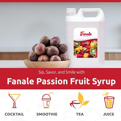 Fanale Premium Flavoring Concentrated Syrup for Bubble Tea 11 lb | Passion Fruit Flavor Syrup | for Boba Tea, Smoothies, Slushes, Desserts | 11lb | Pack of 4 | SRP030