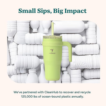 Reduce 24 oz Stainless Steel Tumbler with Handle - Dual-Wall Vacuum Insulated Travel Mug, Sweat-Proof Lid & Reusable Straw - Keeps Drinks Cold for 24 Hrs, Fits Cupholders, Dishwasher Safe-Purple Punch