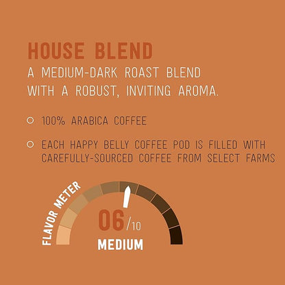 Amazon Brand - Happy Belly Medium Roast Coffee Pods, House Blend, Compatible with Keurig 2.0 K-Cup Brewers, 100 Count