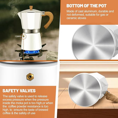 6 Cup Aluminum Espresso Stovetop Moka Pot Express Coffee Maker Percolator Italian Classic Mocha Coffee Machine for Italian and Cuban Cafe Brewing for Home & Camping 300ml 10oz