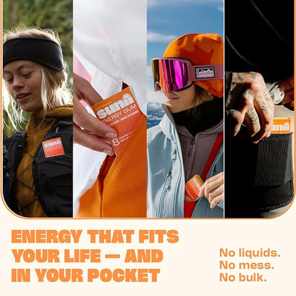 Sunii - Energy Gum - NEW Quick Boost Energy & Focus - 50mg Caffeine Gum -Vitamins B6 & B12, Taurine, Vegan, No Sugar, Zero Calorie, Fresh Mint Taste - Faster than Chews, Drinks, Gels & Pills (48pcs)
