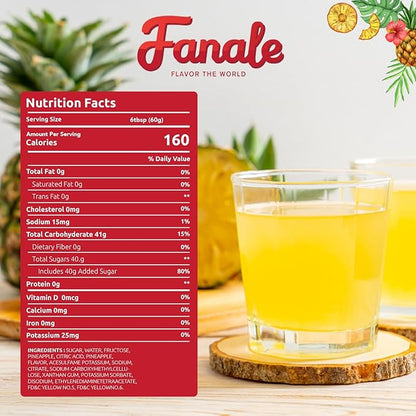 Fanale Premium Flavoring Concentrated Syrup for Bubble Tea 11 lb | Pineapple Flavor Syrup | for Boba Tea, Smoothies, Slushes, Desserts | 11lb | SRP100