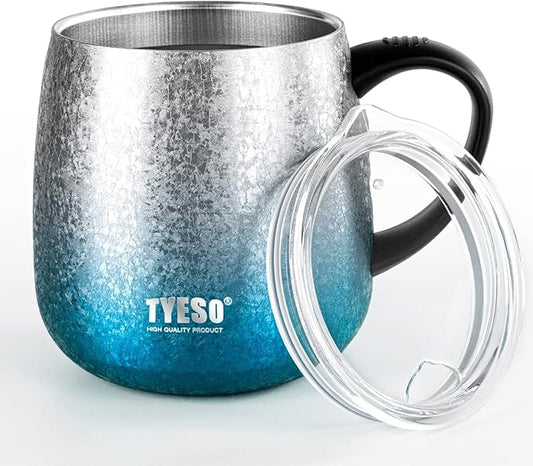 TYESO Office Coffee Mug,Vacuum Insulated Mug Double Wall Stainless Steel Tumbler Cup (Blue, 12 oz)