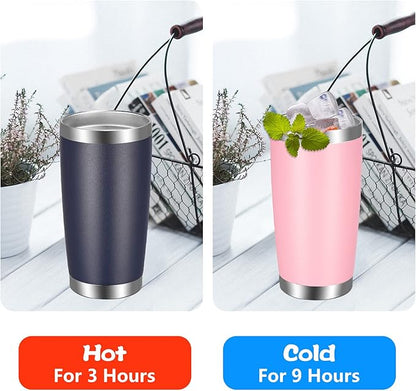 VEGOND 20oz Tumbler with Lid and Straw Stainless Steel Tumbler Cup Bulk Vacuum Insulated Double Wall Travel Coffee Mug Powder Coated Coffee Cup(Pink 12 Pack