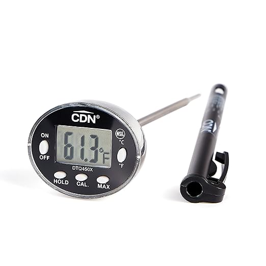 CDN Thin Tip Thermometer | ProAccurate®, 4.75" Stem, Digital, Hold, Max, Waterproof, NSF Certified, Ideal for Cooking, Brewing - DTQ450X