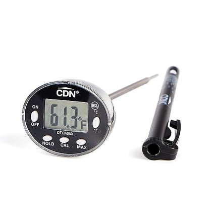CDN Thin Tip Thermometer | ProAccurate®, 4.75" Stem, Digital, Hold, Max, Waterproof, NSF Certified, Ideal for Cooking, Brewing - DTQ450X