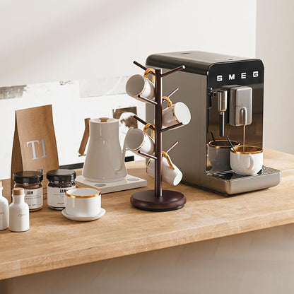 BAMBANG Mug Holder Tree, 360° Rotating 8 Hooks Coffee Cup Holder for Counter, Bamboo Coffee Mug Rack Standing for Kitchen Countertop Home, Espresso