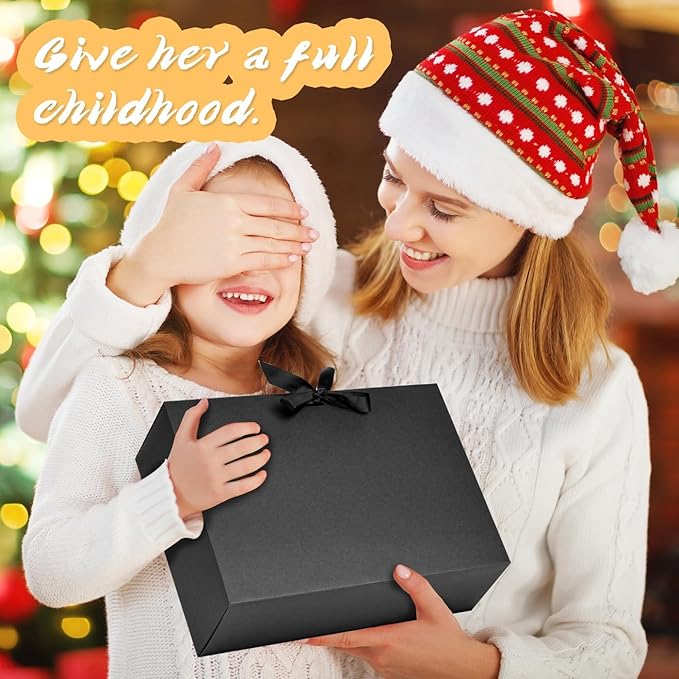 12Pack Black Gift Boxes with Lids, 12×9.8×3.1 Inch Groomsmen Proposal Box, Luxury Black Gift Box with Ribbon for Bridesmaid Box, Graduation, Christmas, Wedding, Birthday, Party